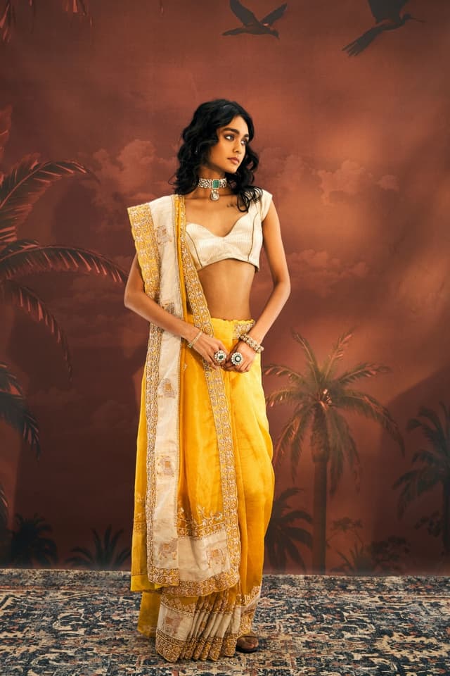 Mustard Tissue Saree